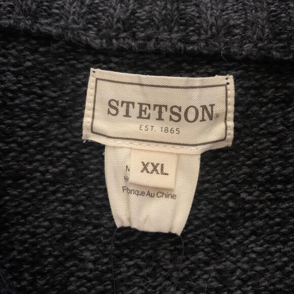 STETSON Sweater Cardigan Full Zip Mock Neck Western Navajo Cotton Wool NWT - Picture 10 of 14